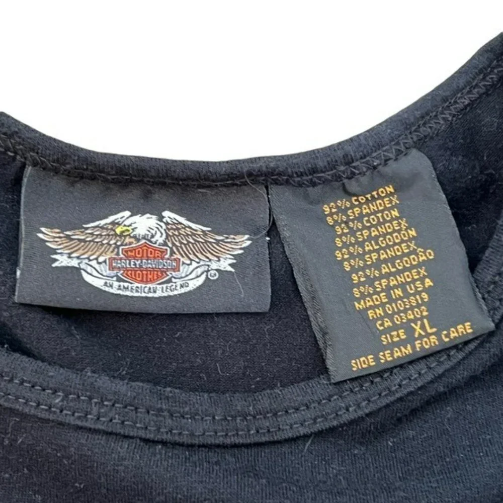 Harley Davidson Black Angel Heart Floral With Rhinestones Graphic Shirt Size XL - Picture 3 of 8